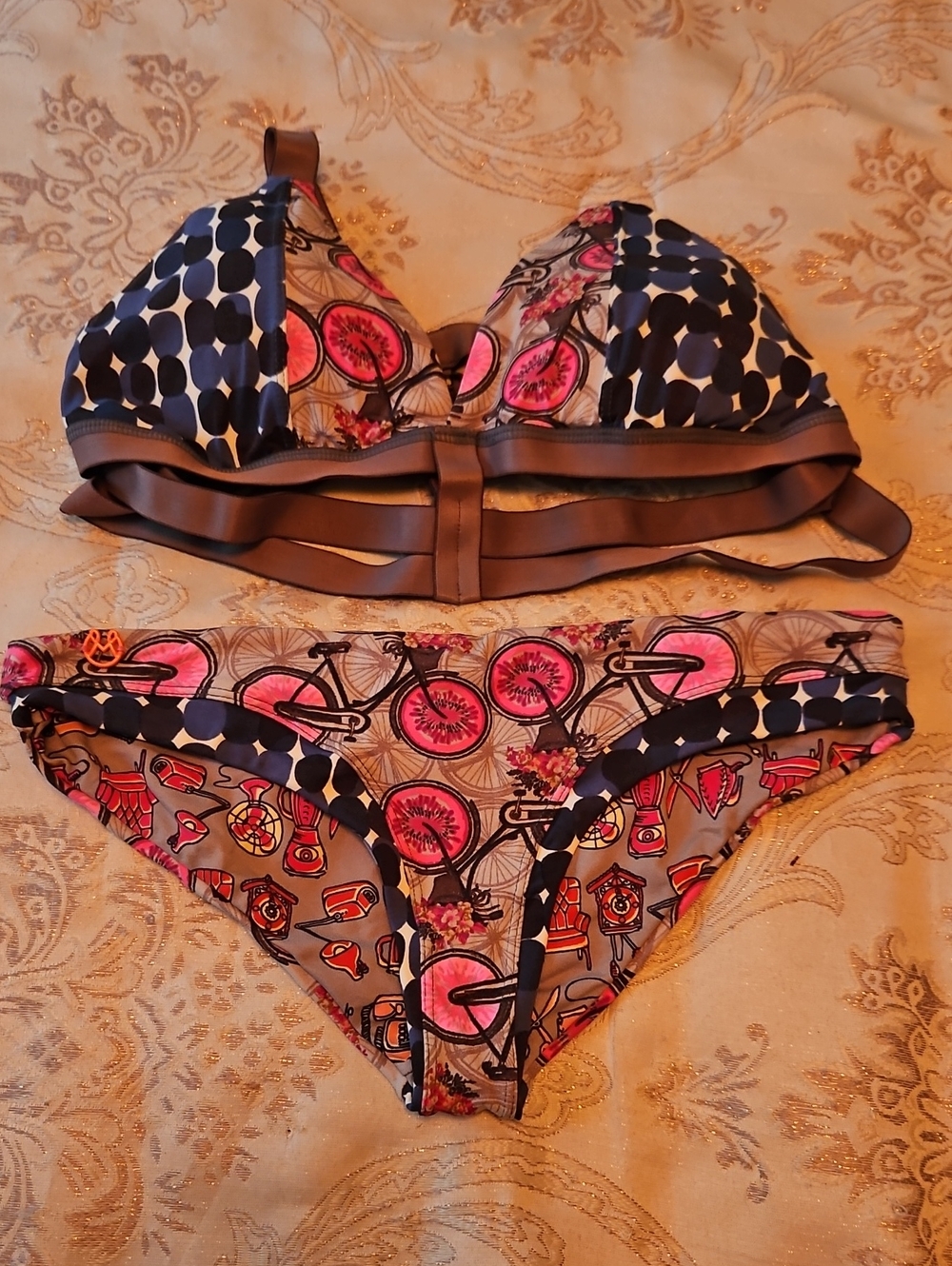 Women's Maaji Patterned Bikini Set - Pink & Navy